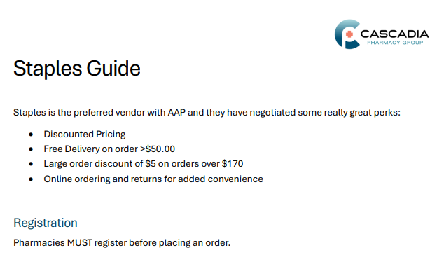 Staples Ordering Guide