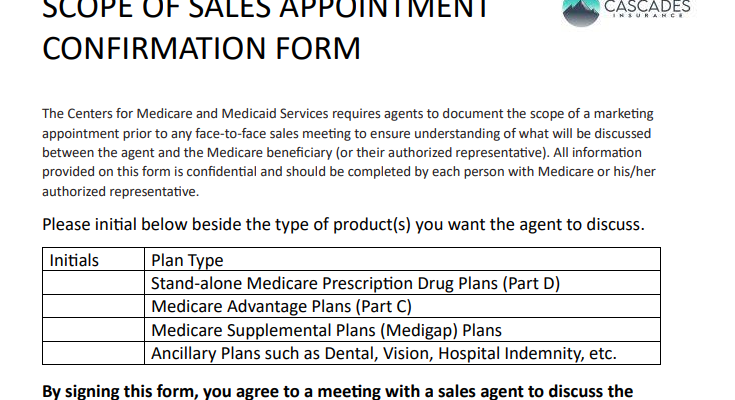 Scope of Appointment Form (SOA)