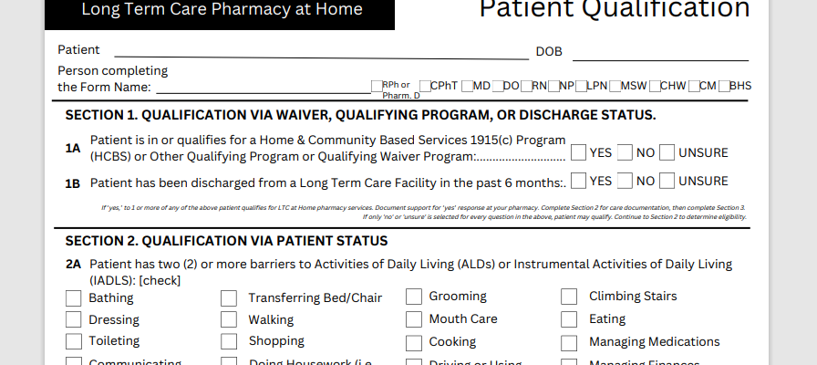 LTC Pharmacy @ Home Attestation